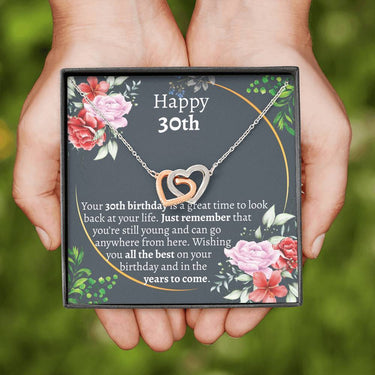 Happy 30th Birthday (Still Young) Interlocking Hearts Necklace - Love You This Much